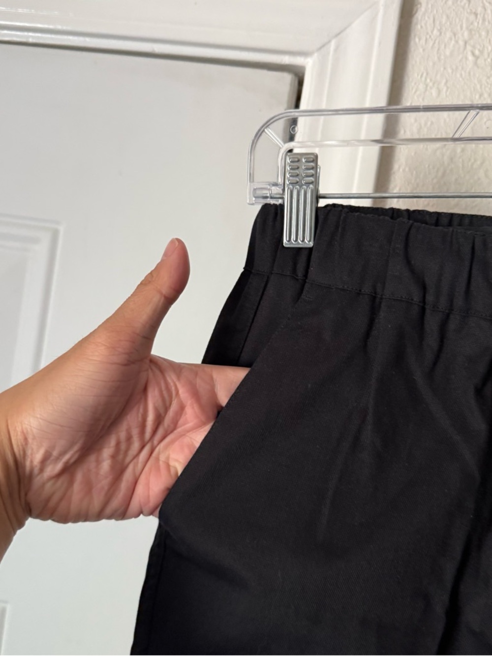 WILDFANG black cotton elastic drawstring essential slim‎ leg trousers pants - Picture 4 of 7